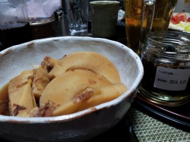 夕食鰻肝と筍